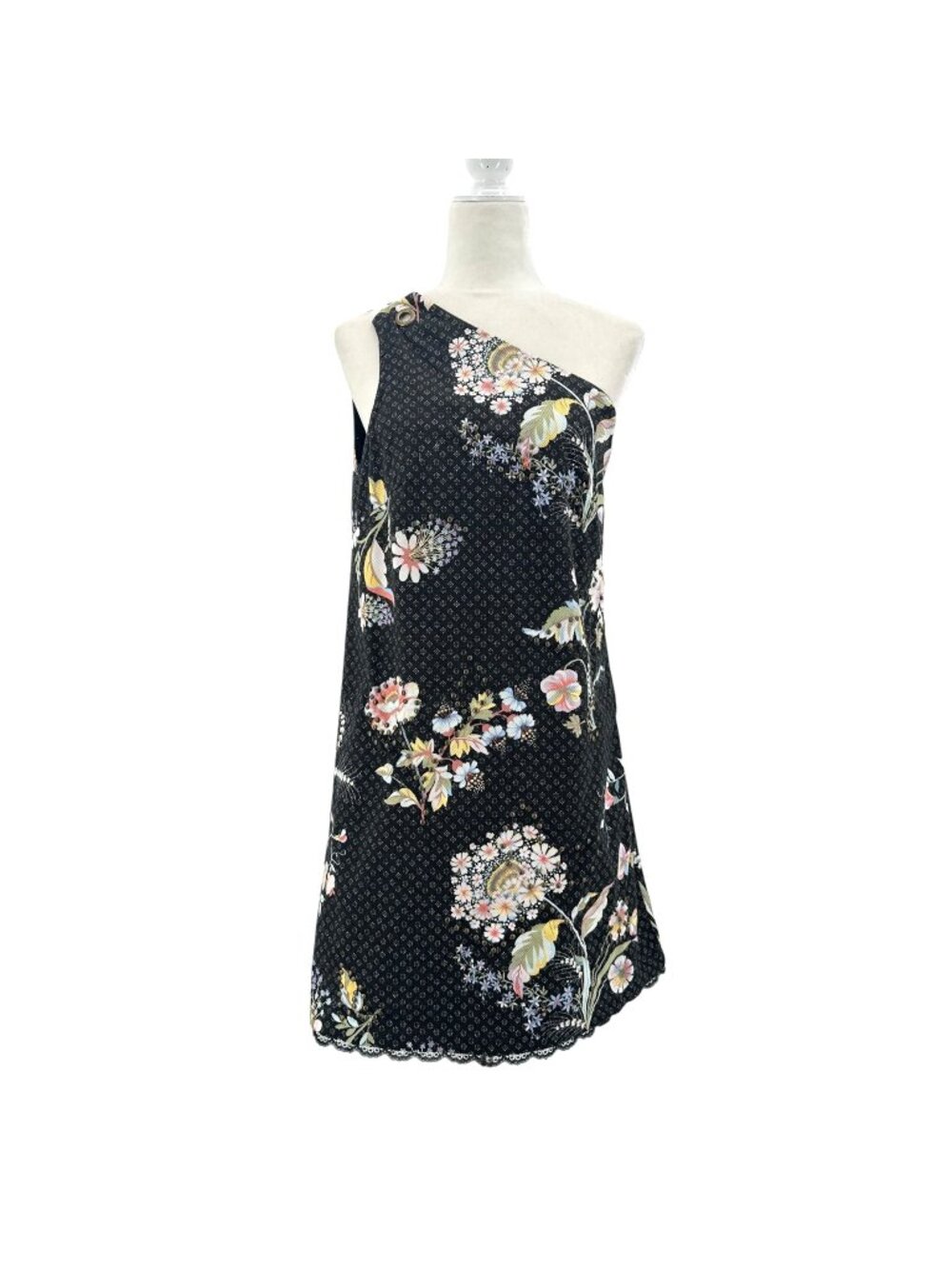 Anthropologie Maeve Womens 6 Dress Ashbury One Shoulder Floral Studded